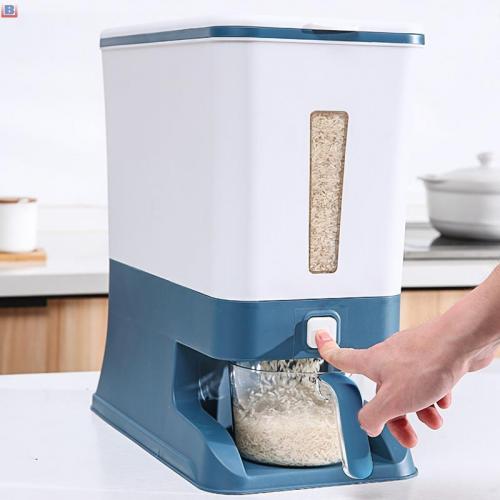 Grains Rice Bucket Rice Storage Tank Rotary 4-Grid Rice Storage Dry Food Dispenser Food Storage Box Cereal Dispenser