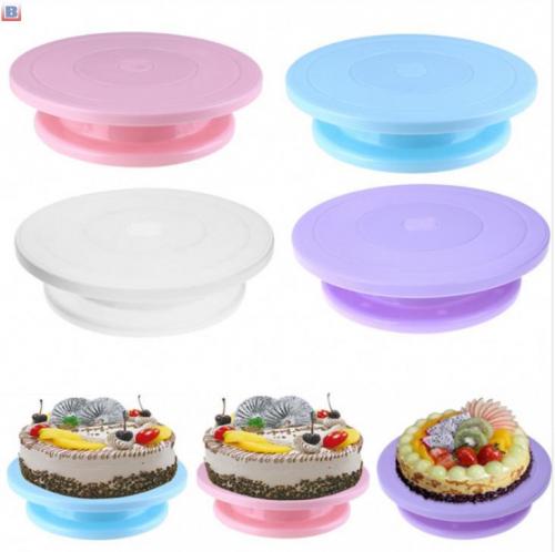 ABS Plastic Cake Piping Turntable Pink Rotating Cake Decorating Stand