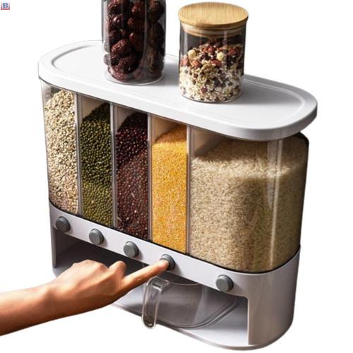 Household Kitchen Automatic Plastic Sealed Insect Proof Moisture Proof Grain Cereal Rice Dispenser Bucket Storage Box Bucket