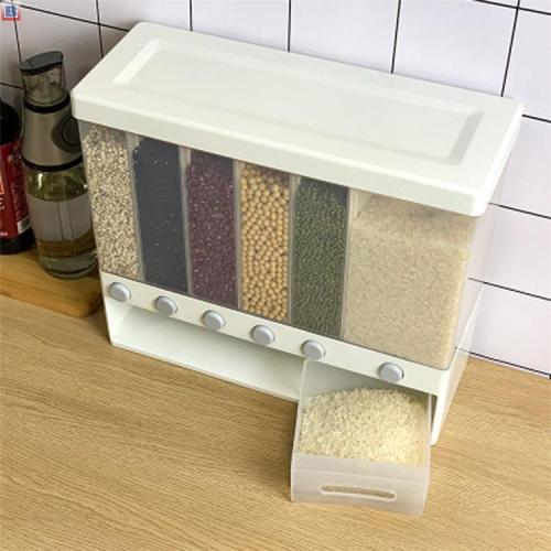 rotatable plastic dry box food cereal rice dispenser storage Rice Bucket Rotating Grain Storage Tank