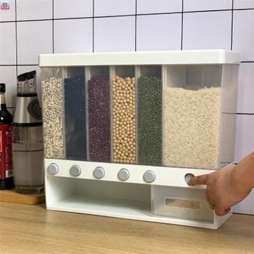 rotatable plastic dry box food cereal rice dispenser storage Rice Bucket Rotating Grain Storage Tank