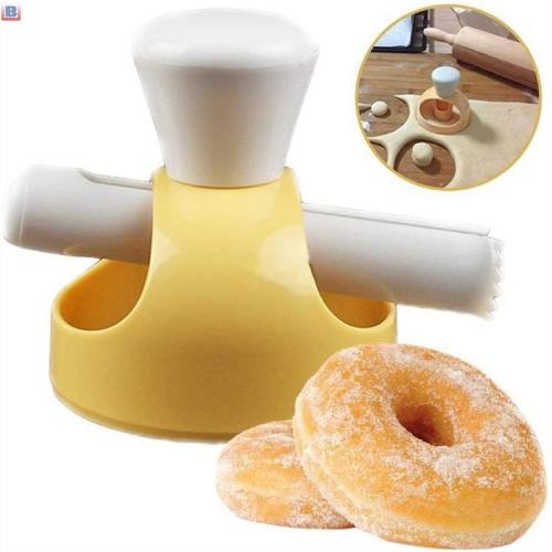 Plastic Revolving One Row Donut Cutter Maker mould Pastry Dough Baking Roller