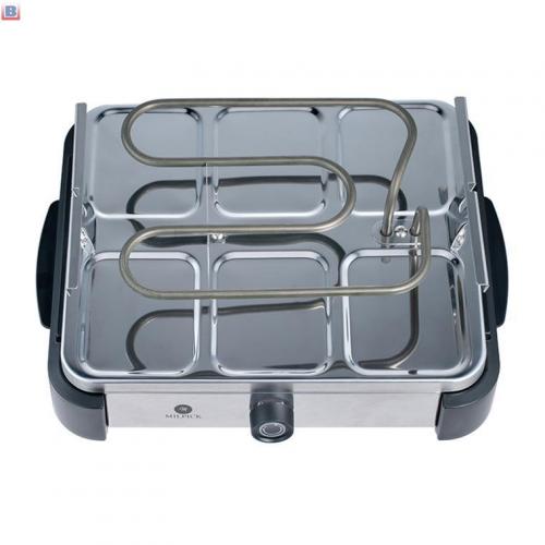 large capacity stainless electric grill and stew combo pan with glass lid