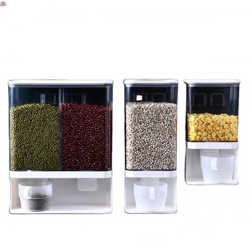 rotatable plastic dry box food cereal rice dispenser storage Rice Bucket Rotating Grain Storage Tank