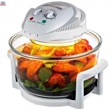 NutriChef Convection Countertop Toaster Oven - Healthy Kitchen Air Fryer Roaster Oven, Bake, Grill, Steam Broil, Roast & Air-Fry , Includes Glass Bowl, Broil Rack and Toasting Rack, 120V - PKCOV45