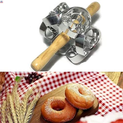 Metal Revolving Donut Cutter Maker, Aluminum Alloy Revolving Cake Cutter Maker Mold, for Donuts Snack Cooking Baking