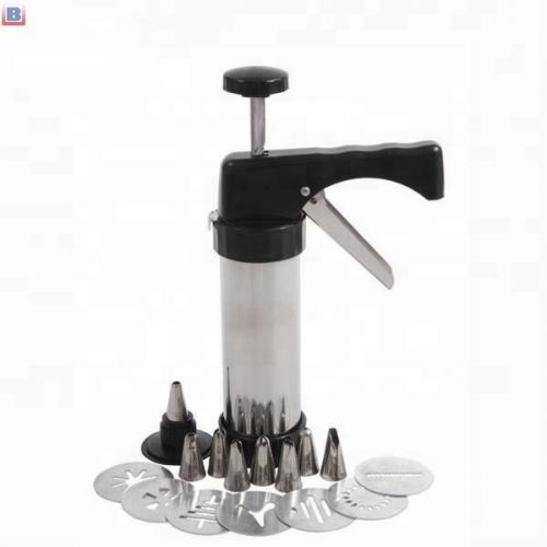 Suuker Cookie Press Gun Set,Stainless Steel Icing Decoration Gun Kit with 8 Icing Tips and 8 Discs for DIY Biscuit Maker and Decoration,Cake Decorating Tool and Cake Icing Tool(Black)