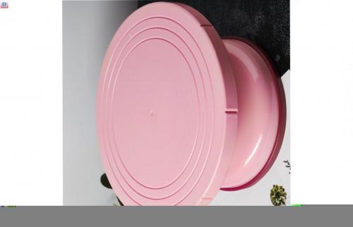 ABS Plastic Cake Piping Turntable Pink Rotating Cake Decorating Stand