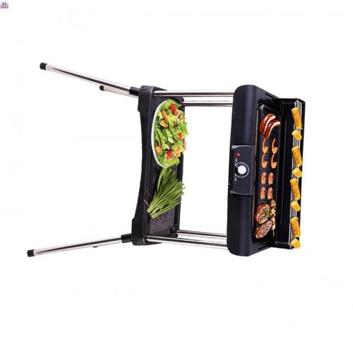 indoor party flavorite electric bbq grill temperature control with knob bbq grill electric non-stick detachable grill ban