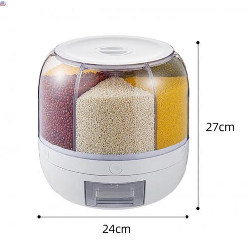 rotatable plastic dry box food cereal rice dispenser storage Rice Bucket Rotating Grain Storage Tank