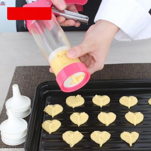 Cookie Press With Aluminum Alloy Barrel Disks and 20-Piece Flower Biscuit Machine